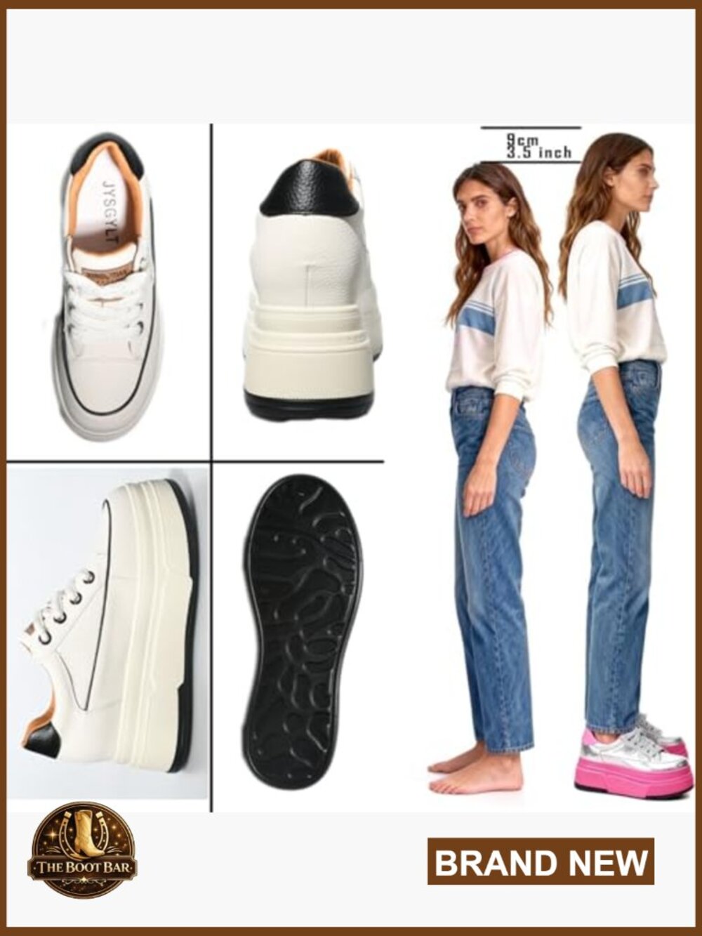 Platform Sneakers with 3.5 Inch Heel, Cushioned Arch Support, Non-Slip Sole - Picture 5 of 7